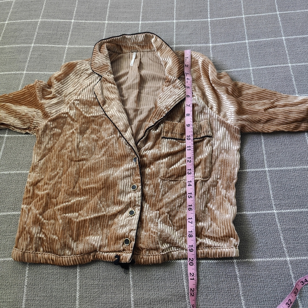 Free People Aspen Nights Velvet Button Down Long Sleeve Velour Blouse - Picture 6 of 9